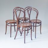 1900s Set of Four Bentwood and Cane Dining Chairs by Josef Hoffmann, Labele