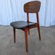 Vintage Mid-Century Wooden Dining Chair with Black Leather Seat