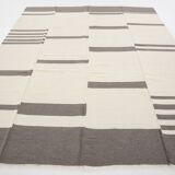 7x9 Grey & Beige Anatolian Flatweave Kilim Rug, 225x276 Cm