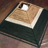 Abat-jour carré en fil de jute bistre beige et vert