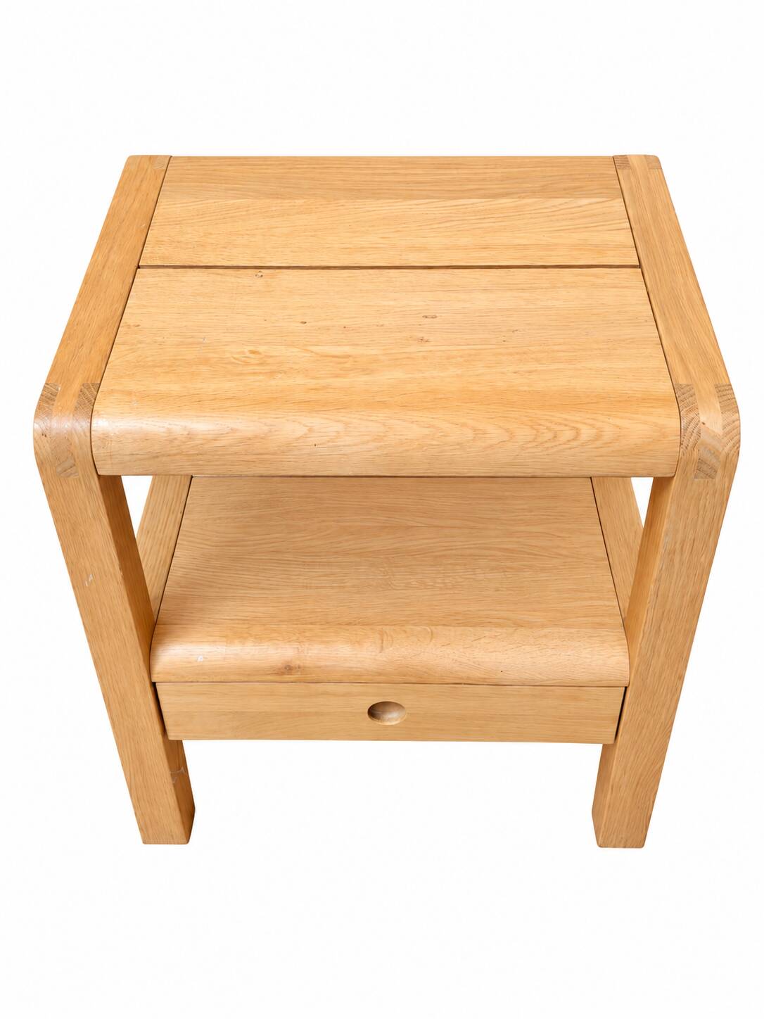 Habitat Radius bedside table in oak, design by Simon Pengelly.