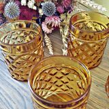 4 amber glasses with diamond tip decoration, brand Pernod SA