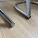 Pair of vintage Z low stools with chrome metal base and white skai seat. H: 49 cm 80s