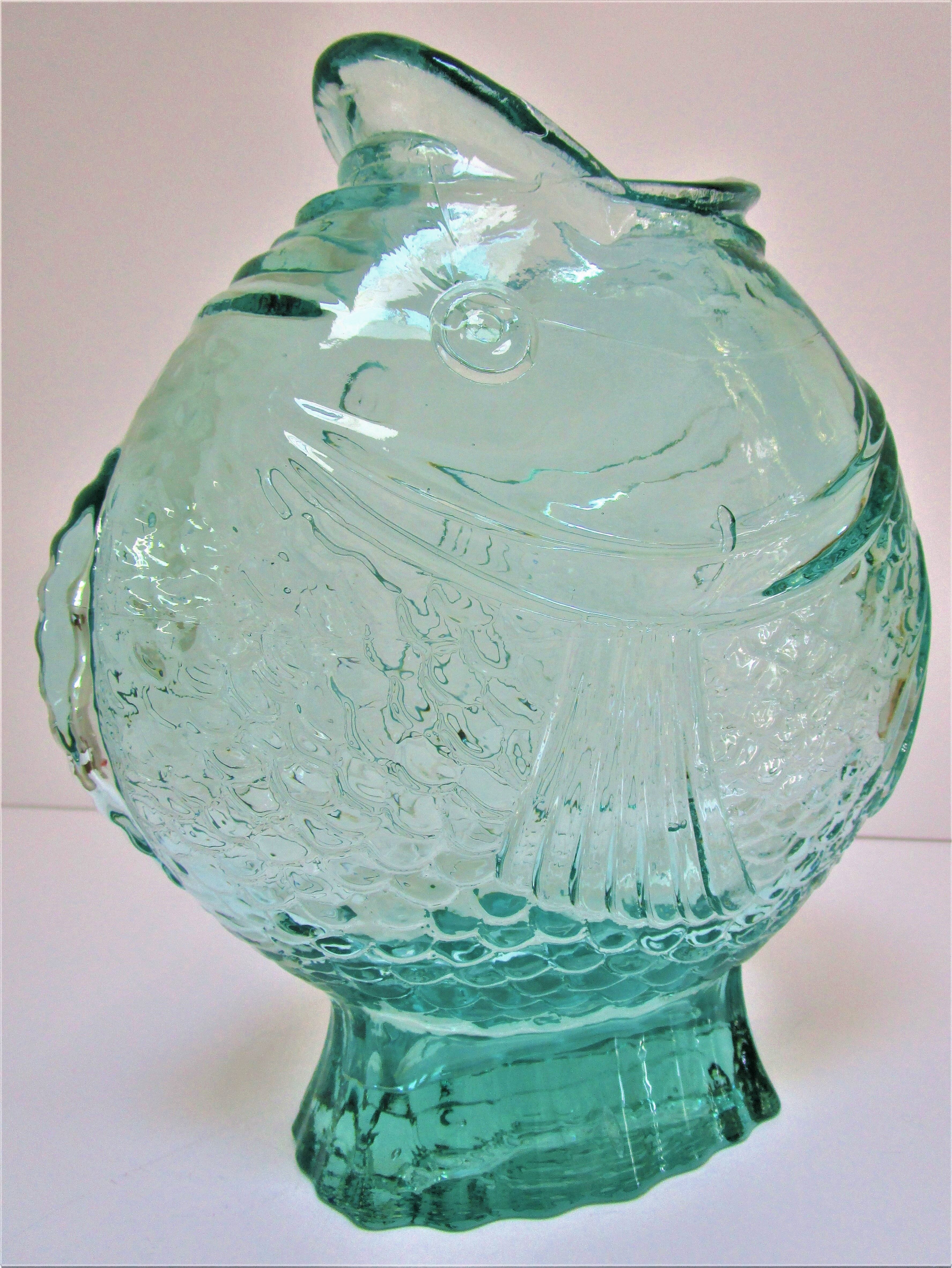 Zoomorphic vase fish glass 70s