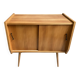 1960s blond wood wardrobe with 2 sliding doors