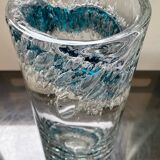 Vintage cylindrical crystal vase with inclusion