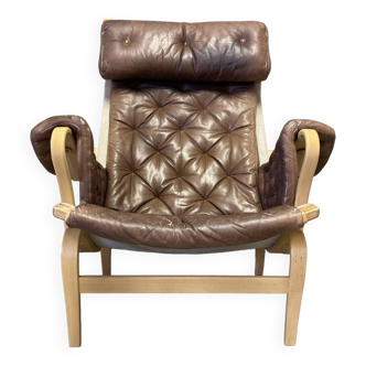 "Pernilla" leather armchair "Bruno Mathsson" 1960.