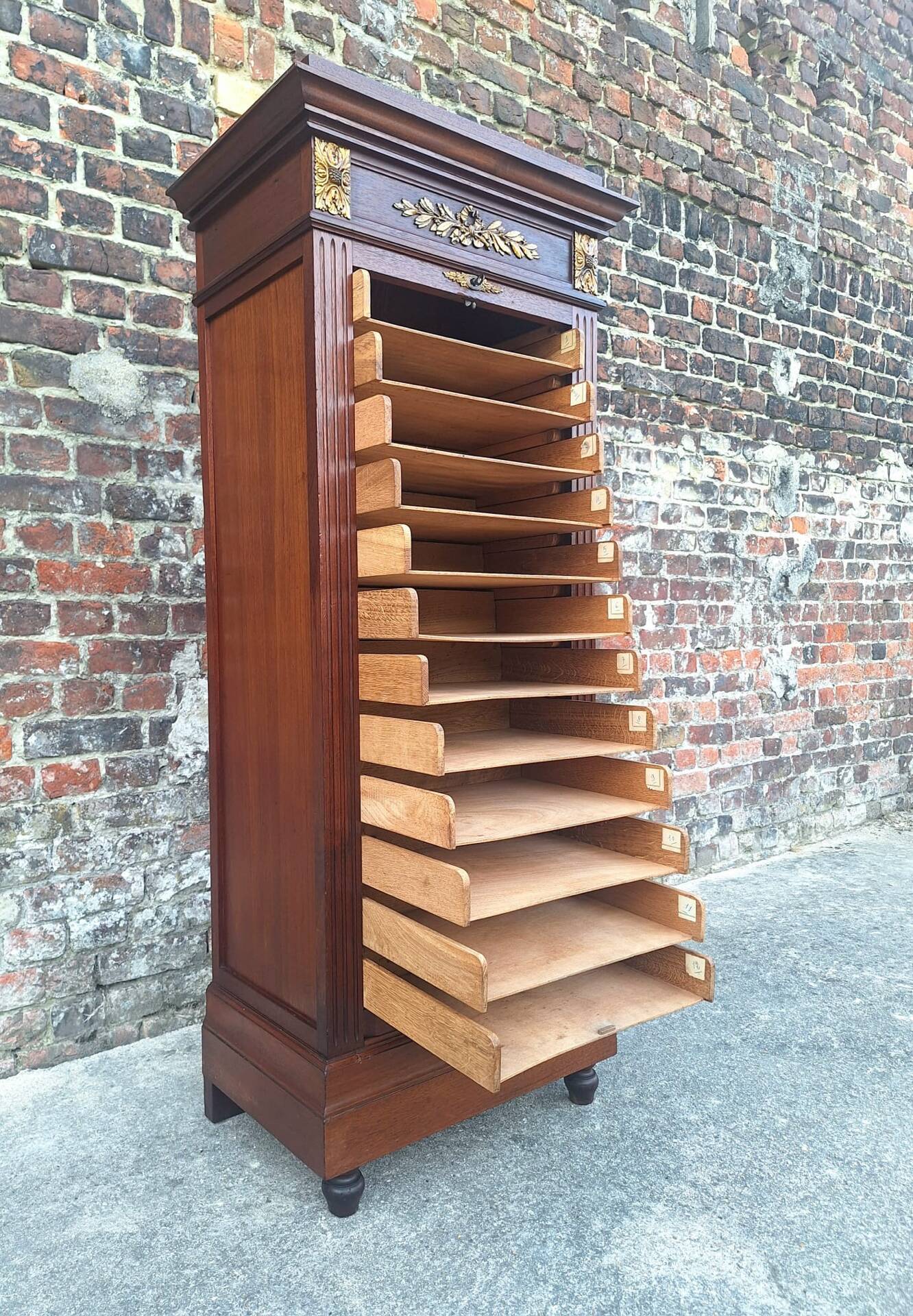 Meuble de notaire Napoléon III, classeur à rideaux, secrétaire