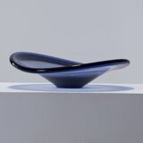 LARGE THICK BLUE GLASS BOWL, 1950s