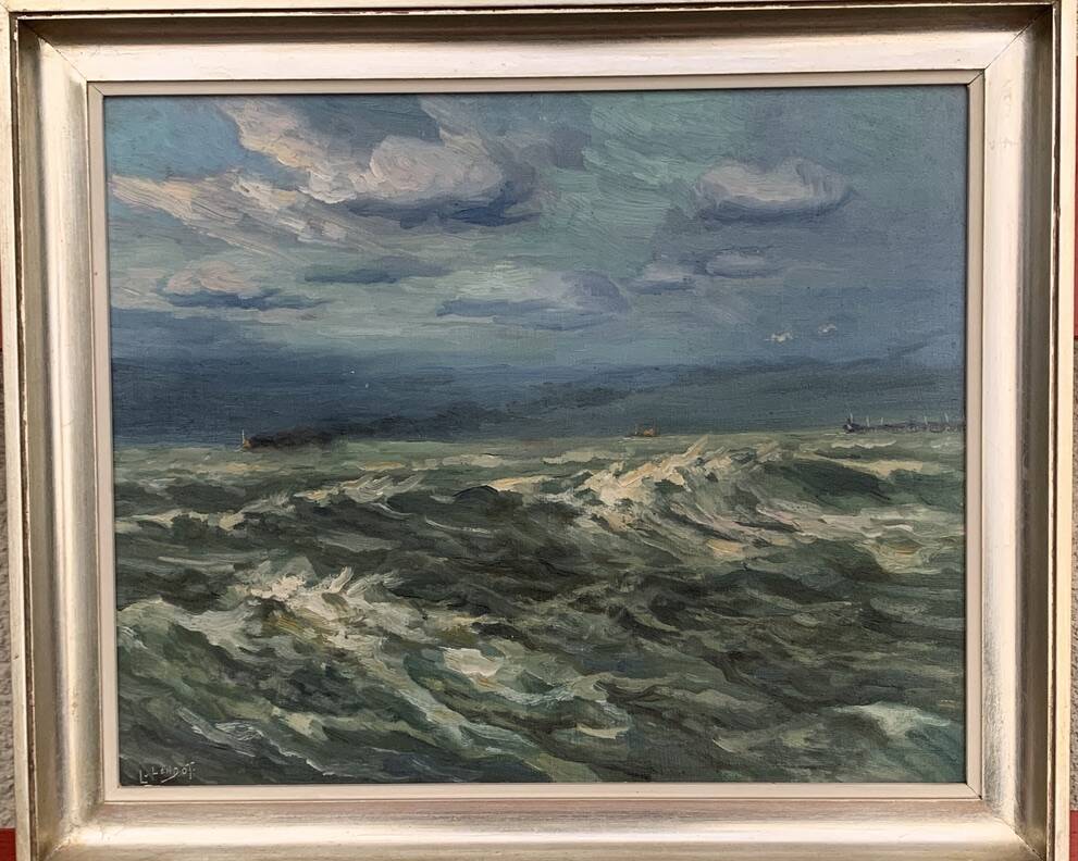 Oil on canvas Léon Londot 1876-1953 "Storm at sea"