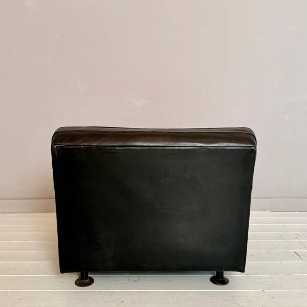 Fauteuil carré en cuir marron foncé par Marco Zanuso pour Arflex, années 1960