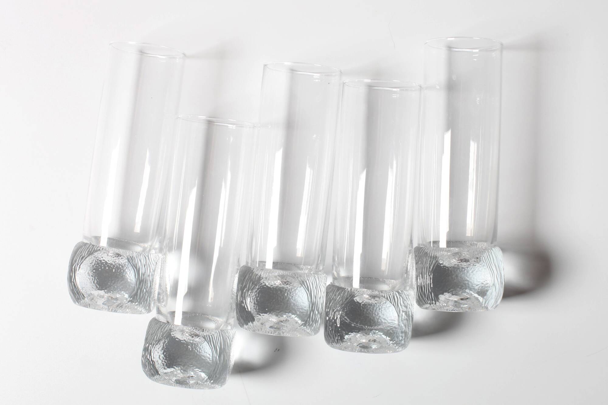 Set of 5 Mid-century Clear Crystal Tumblers / Italy / 1980s