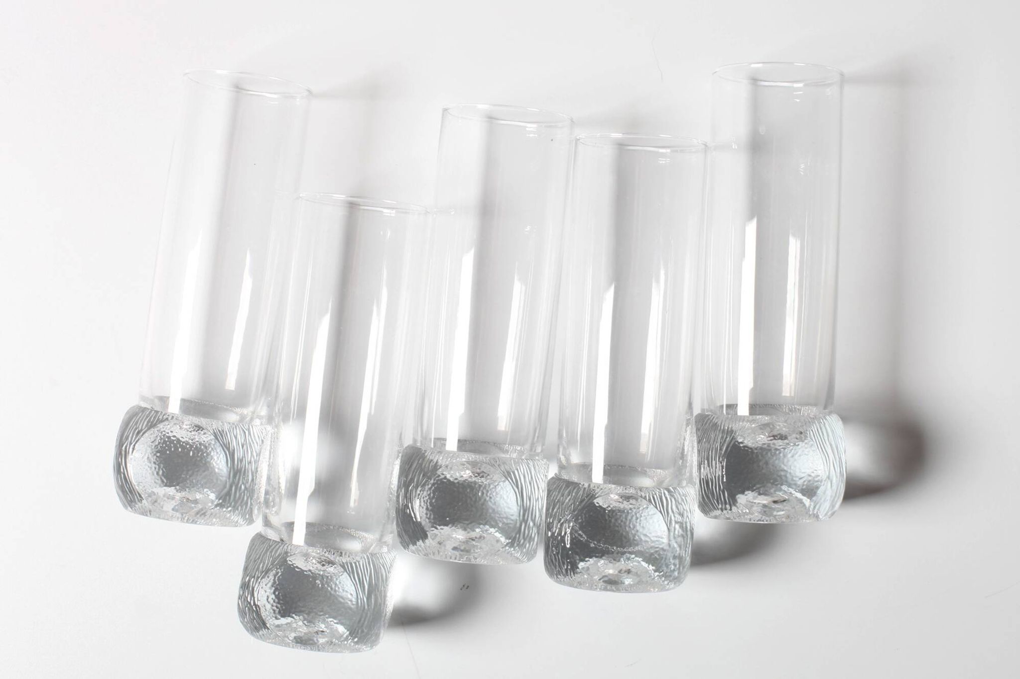 Set of 5 Mid-century Clear Crystal Tumblers / Italy / 1980s