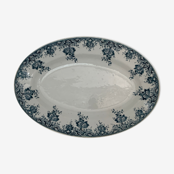 Old blue and white oval dish