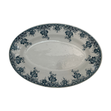 Plat ancien ovale bleu et blanc