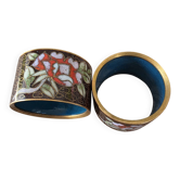 A pair of vintage Chinese cloisonné enamel napkin rings.