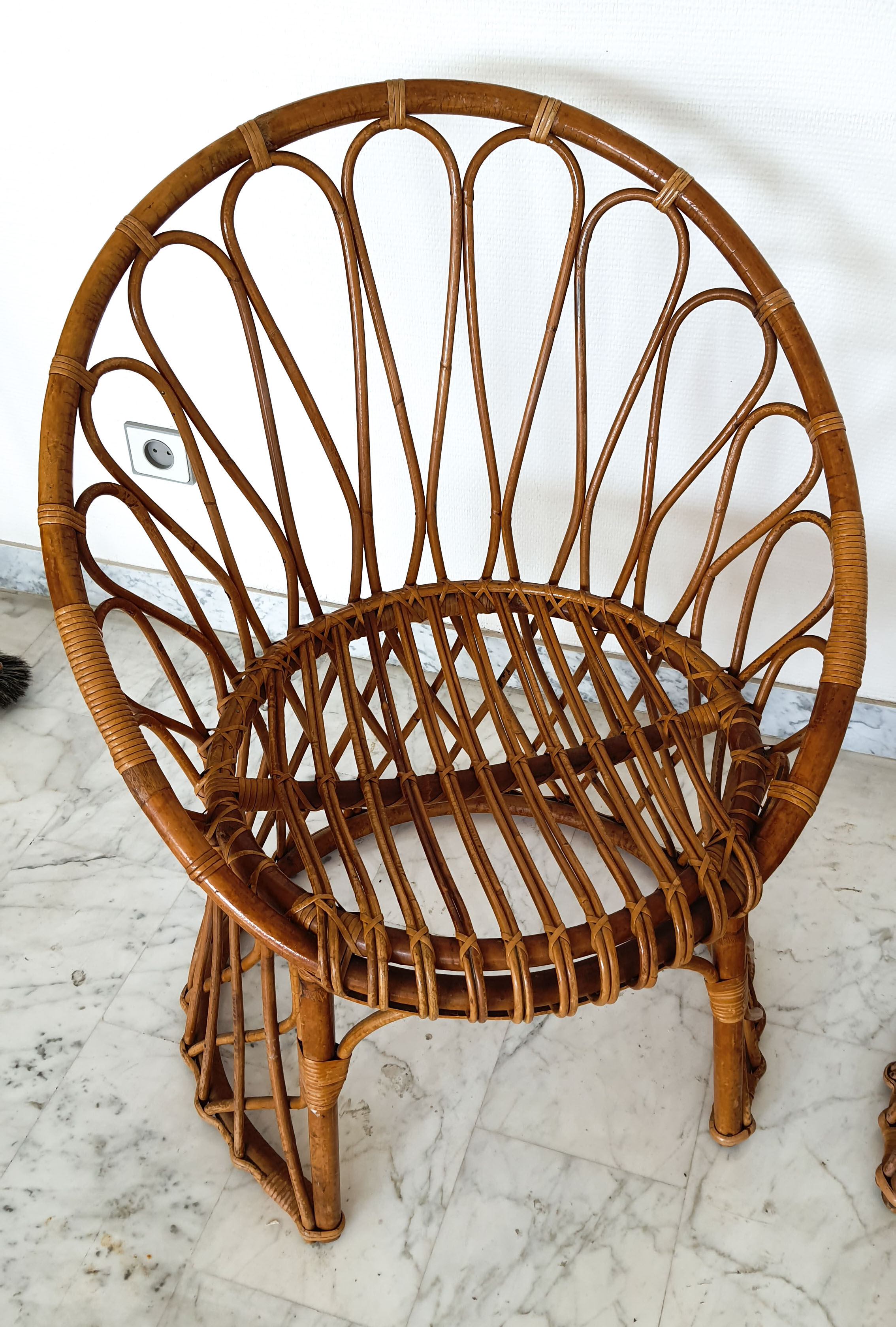 Pair rattan heaters 1960/1970