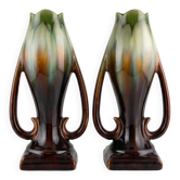 Pair of Art Deco vases – Thulin pottery – flamed glaze - 29cm