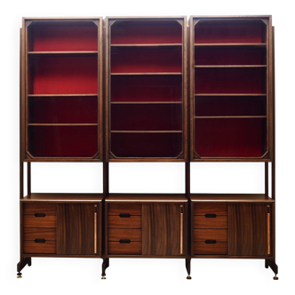 Rosewood modular shelving unit, Italian design, 1960s, production: Italy