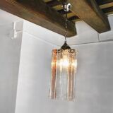 Poliarte chandelier by polished albano, pink and transparent murano glass, italy, 1970
