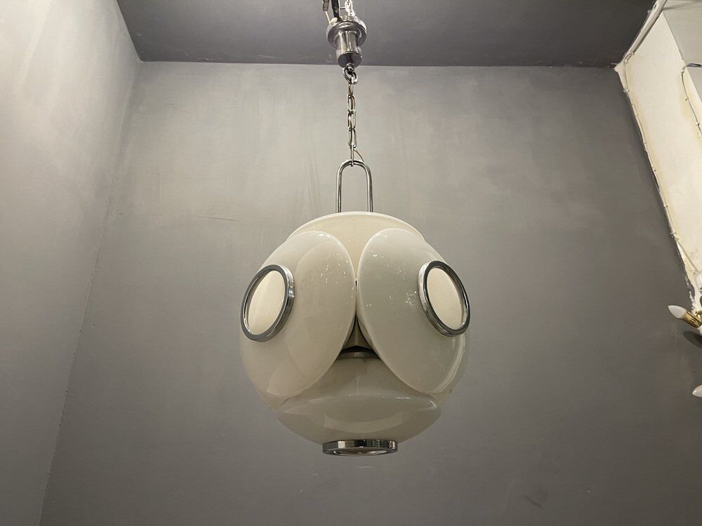 Mid-Century Italian Opaline Glass Light Pendant