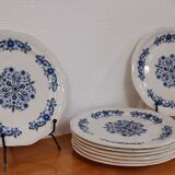 Set of 8 old dessert plates in French earthenware Moulin des Loups from the 50s