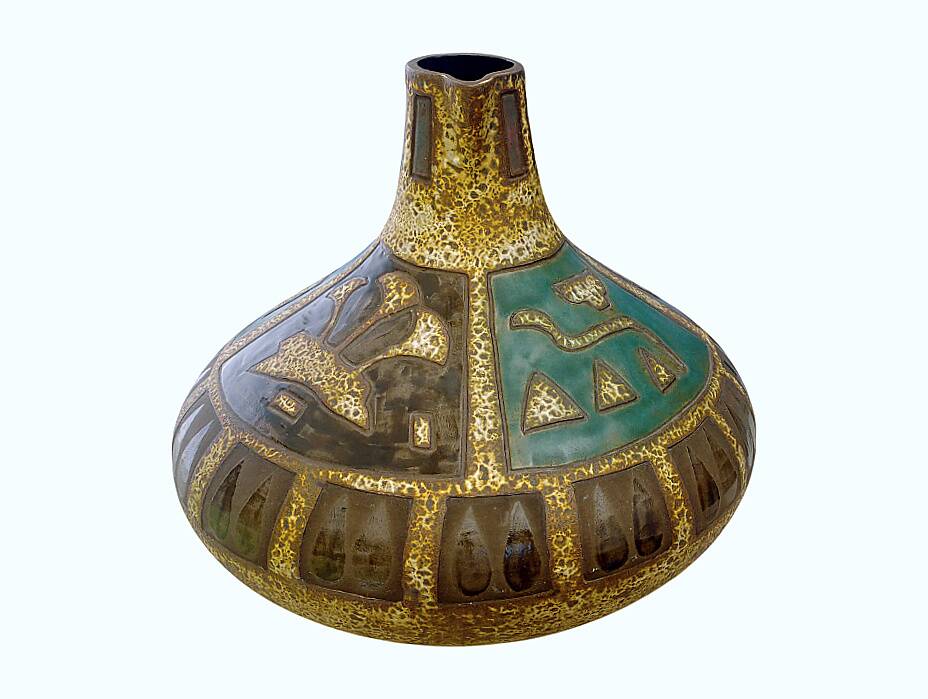 Vase potiche Céramique Fat Lava Design Vintage décor ethnique parfait état