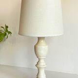 Vintage White-Cream Lacquered WOOD LAMP