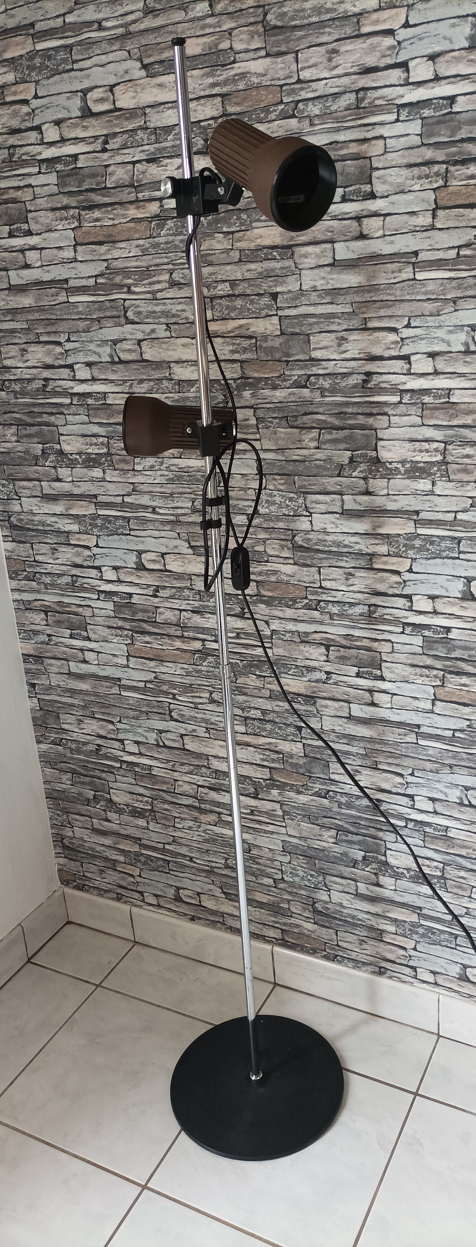 Lampadaire spots marron 1980