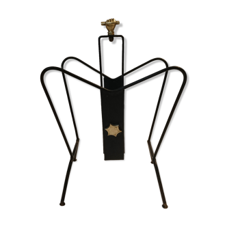 Magazine holder in gilded brass and black metal from the Maison Perrier