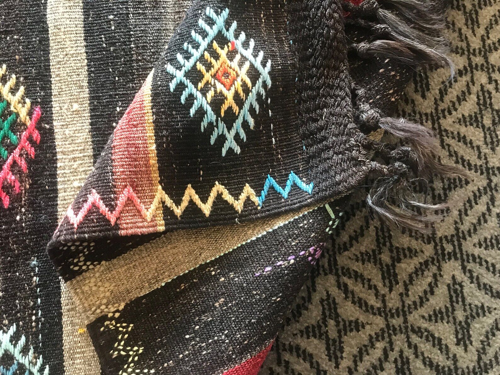 Vintage colorful rug, traditional handmade kilim 290 x 206 cm