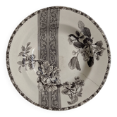 Hollow decorative plate Choisy-le-Roi black flowers and border