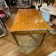 Louis XVI Directoire desk table richly inlaid, brass belt and 2 drawers, 19th century