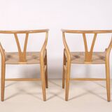 2x Hans Wegner CH24 Oak Wishbone Chairs, 1980s Denmark