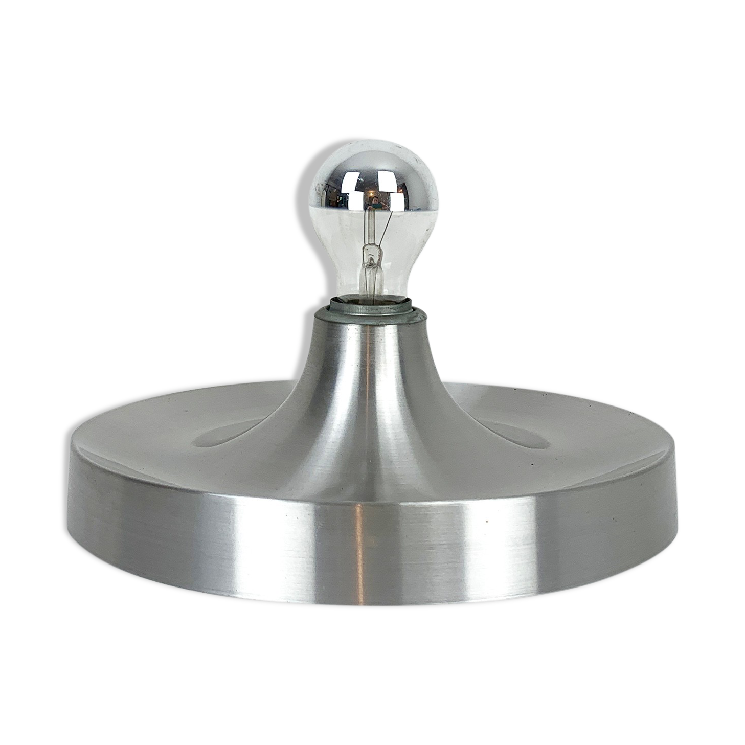 Brushed aluminum space age wall lamp, Flush Light, Germany 1960-70
