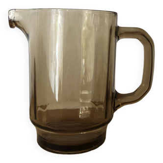 Vintage Brown Smoked Shell Glass Pitcher