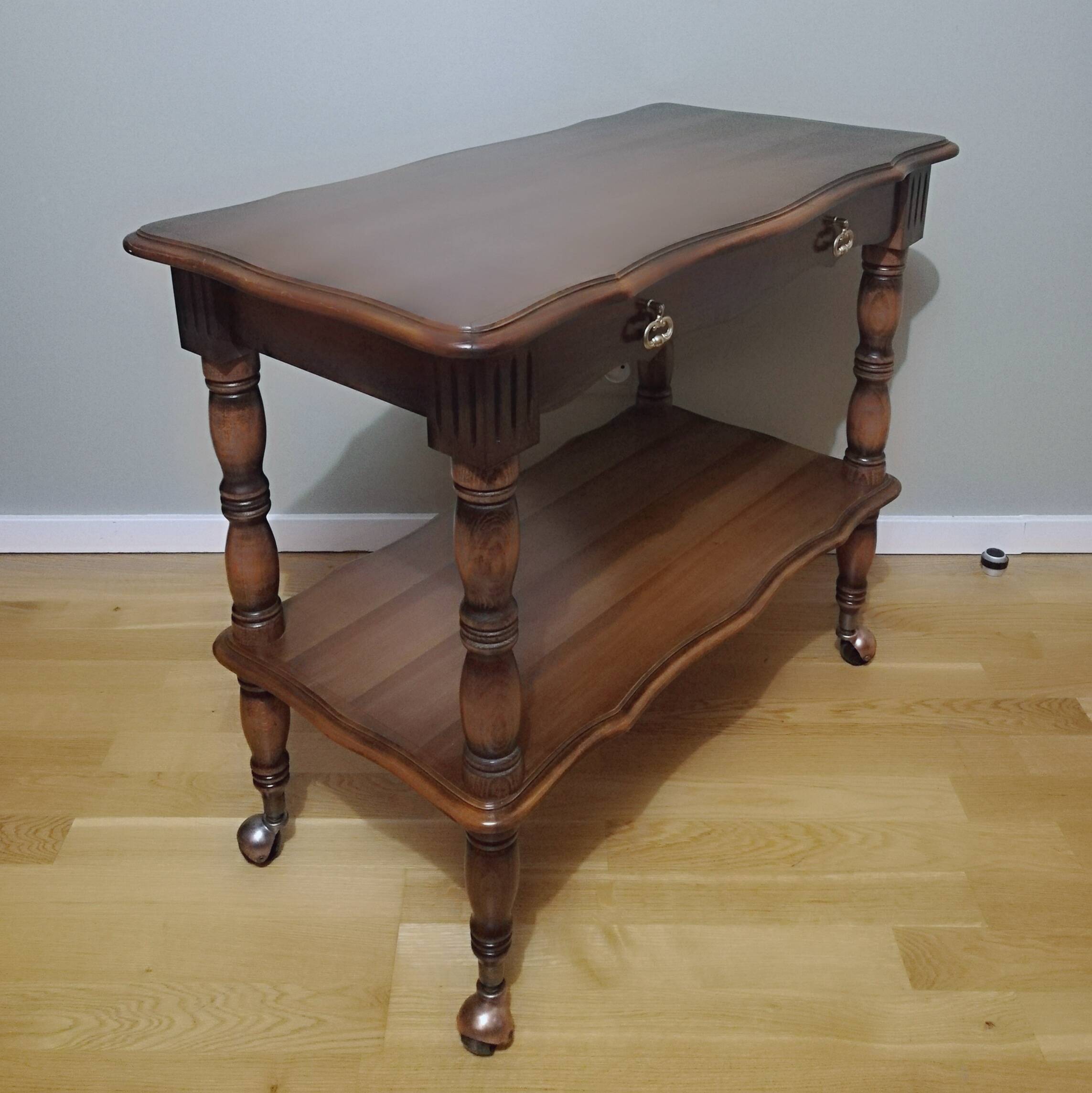 Oak trolley on wheels