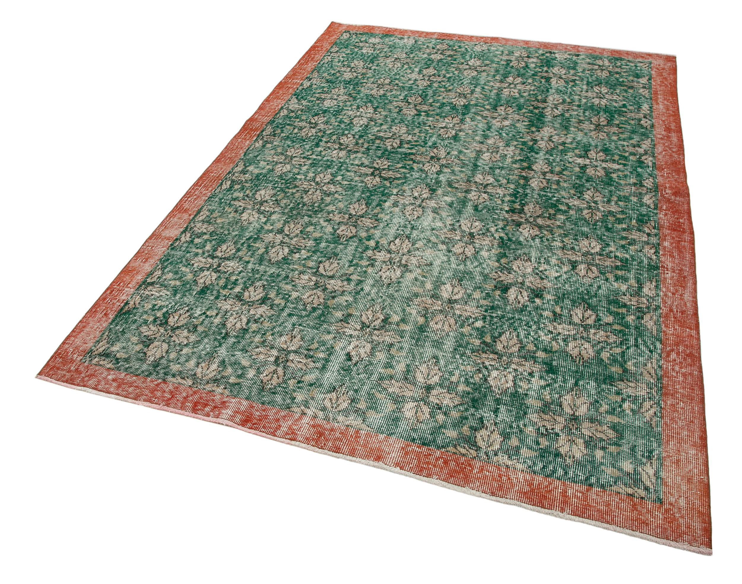 Anatolian Handwoven One-of-a-Kind 1980s Green Rug 164 cm x 253 cm