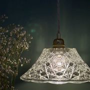 Vintage molded glass lampshade pendant light - tableware collection -