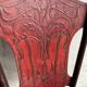 Set of 4 Art Nouveau bent beech wood chairs, deep red-brown embossed seats (Jacob & Josef Kohn, ca.1900)