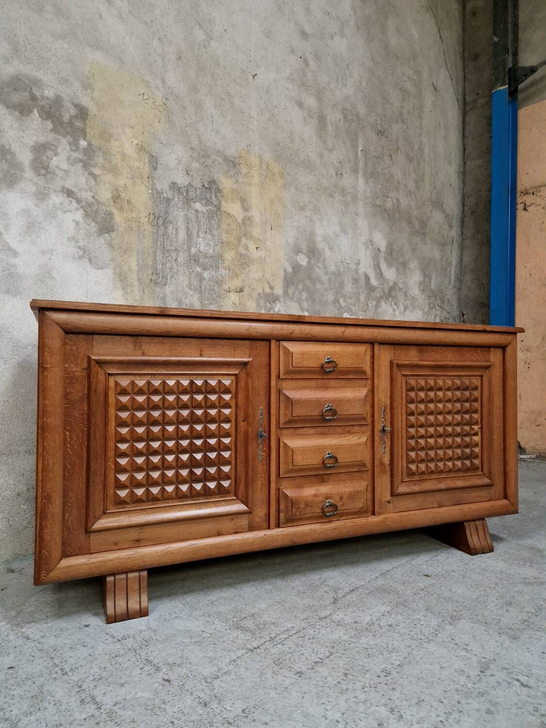 French Brutalist Art Deco Sideboard