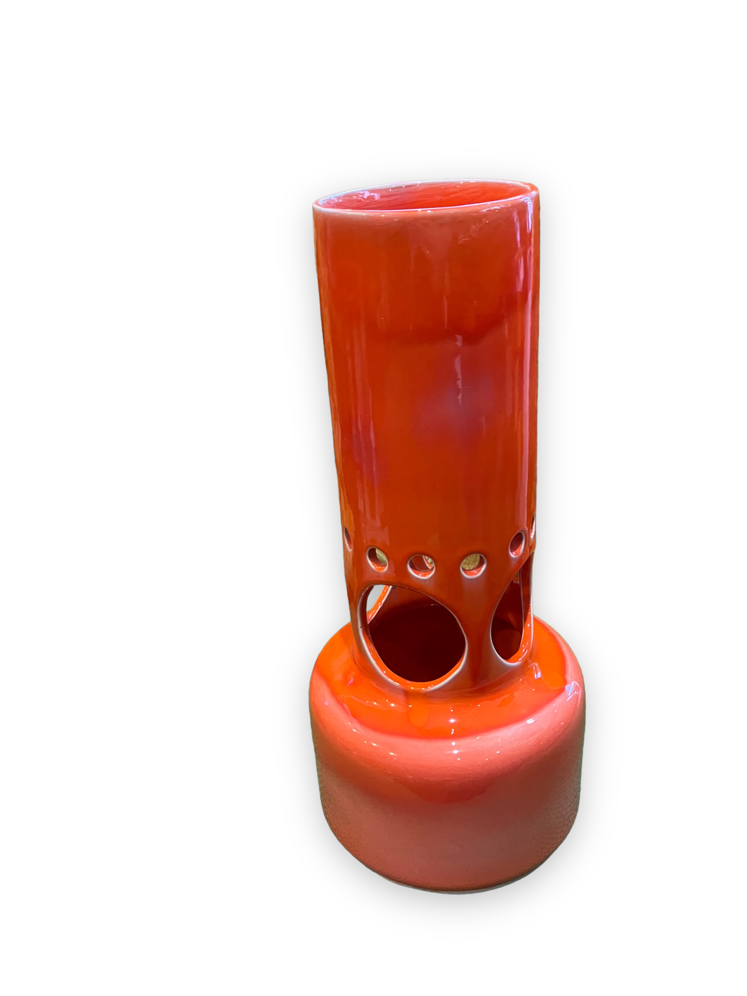 Vase ceramic glazed glazed orange, Pottery Of The Marais