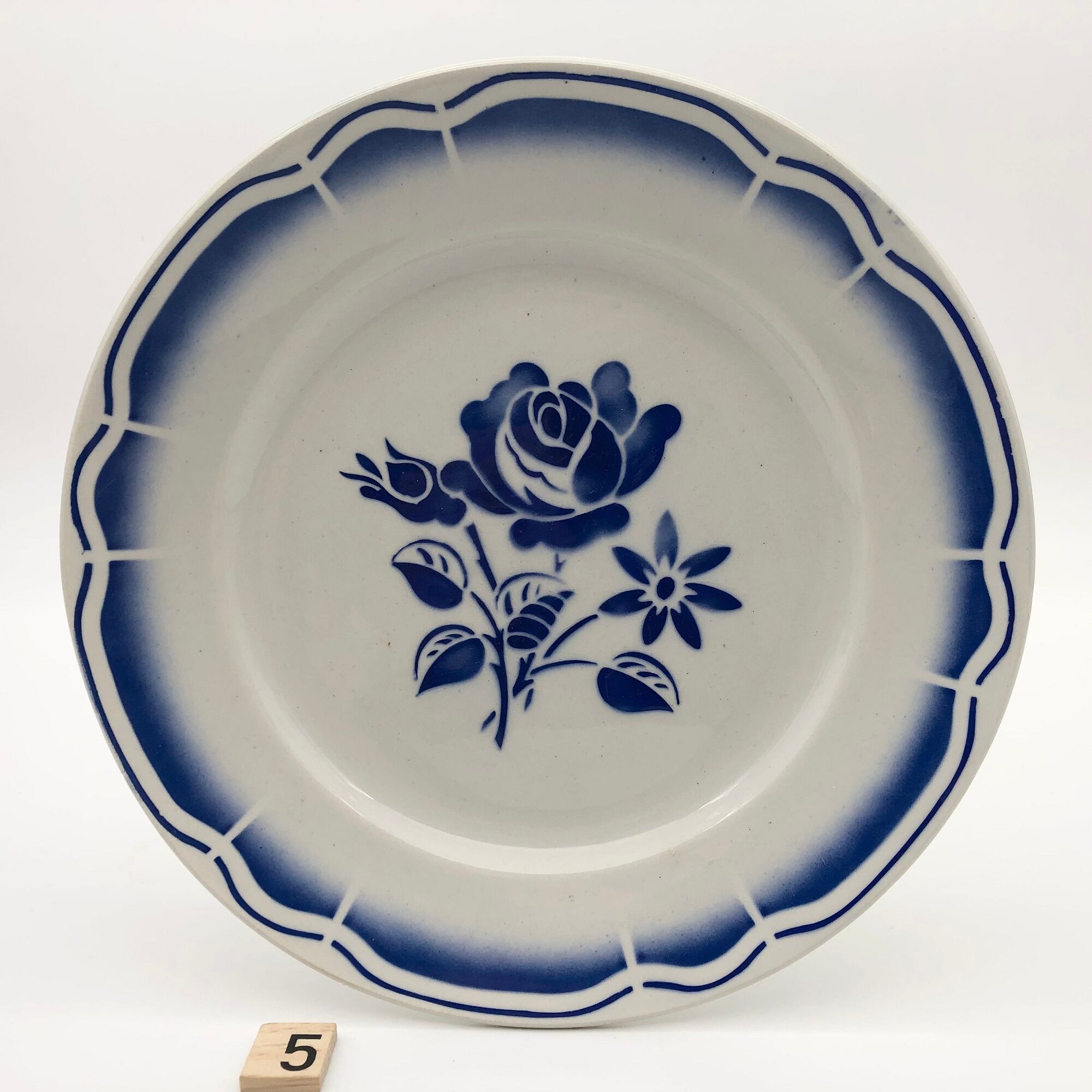 6 flat plates fb badonviller, vintage blue décor