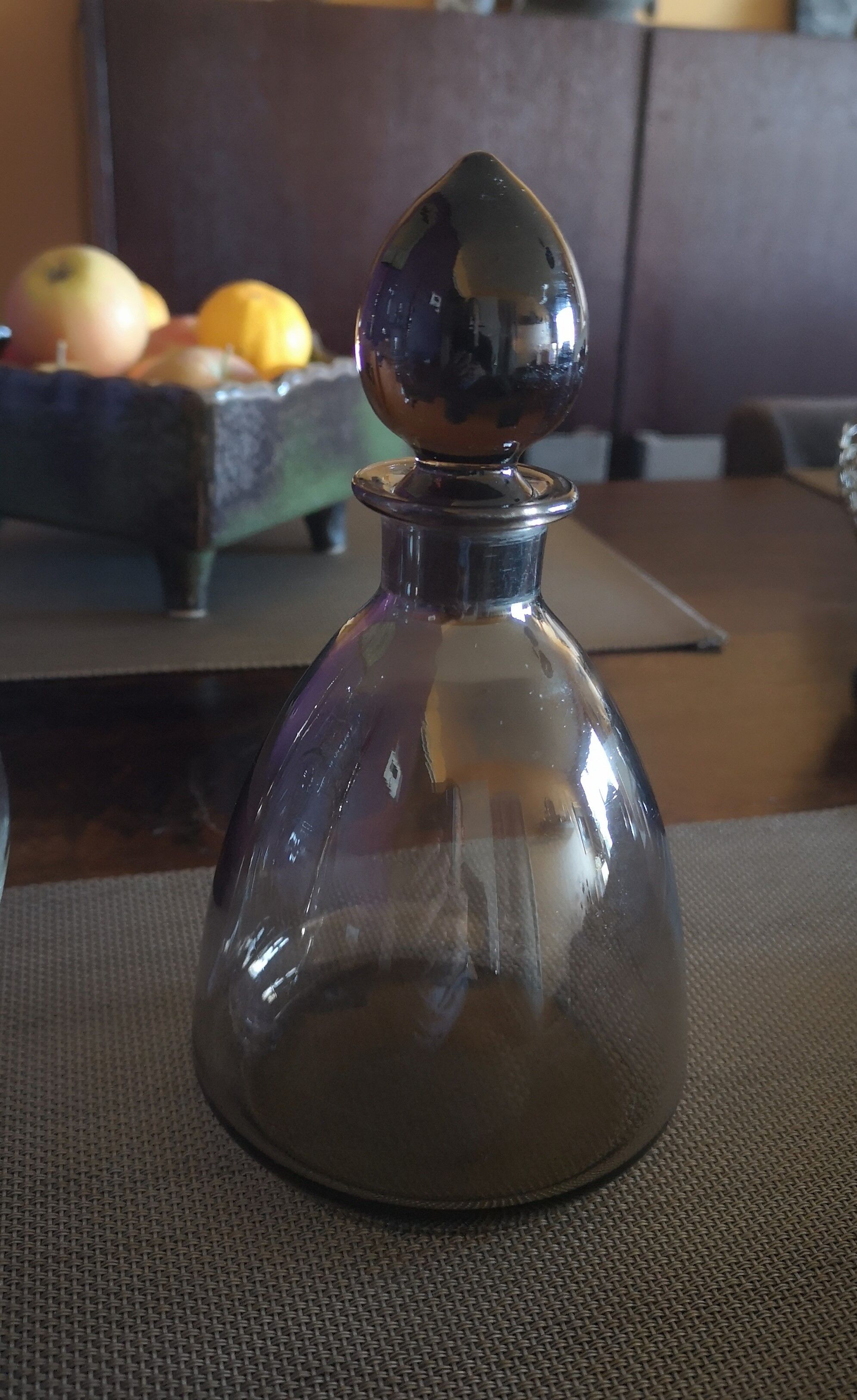 Grey smoked crystal bottle/carafon - 1970s/80s