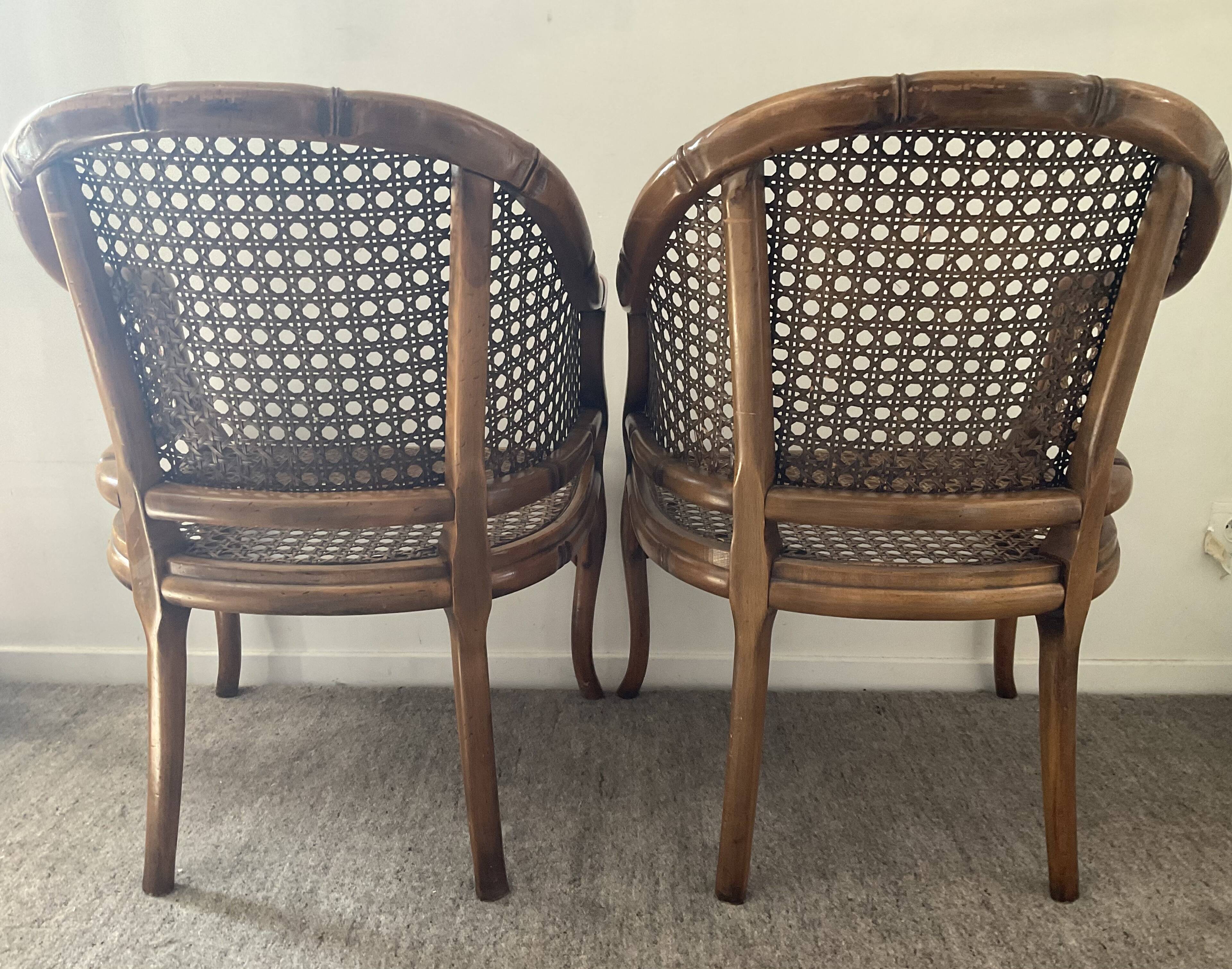 Pair of canned armchairs from the 50s and 60s