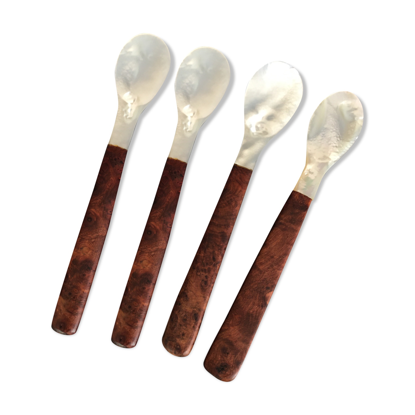 Set of 4 spoons in mother-of-pearl and rosewood