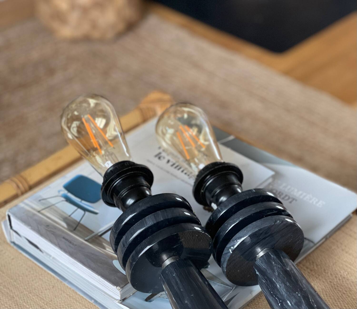 Pair of marble lamps 1980.