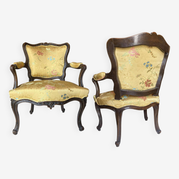 Paire de fauteuils d'époque Louis XV