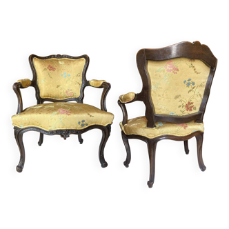 Paire de fauteuils d'époque Louis XV