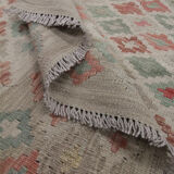 Geometric Handwoven Oriental Wool Kilim Traditional New Flatwoven Wool Area Rug 168x193cm